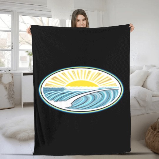 Surf Sunrise Oval Fleece Blankets