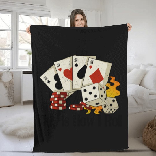 Poker Casino Poker Player Gambling Roulette Gift Fleece Blankets