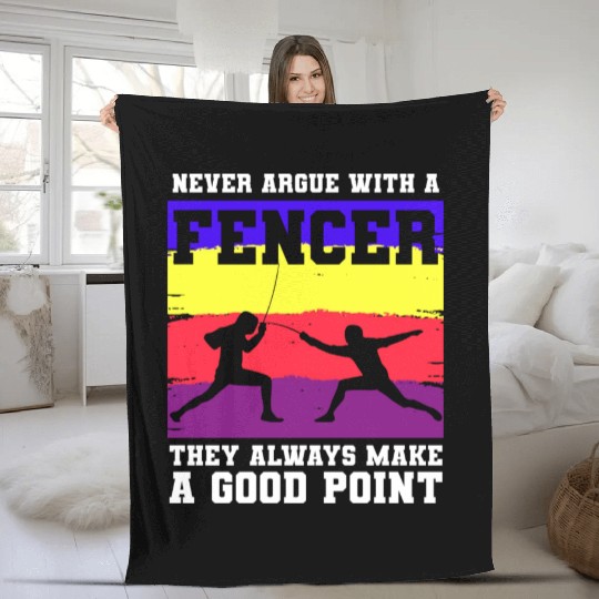 Fencing Sport Sword Fencer Foil Fleece Blankets