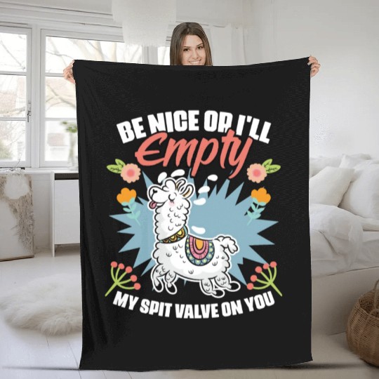 Be Nice Funny Floral Llama Humor For A Flower Fleece Blankets