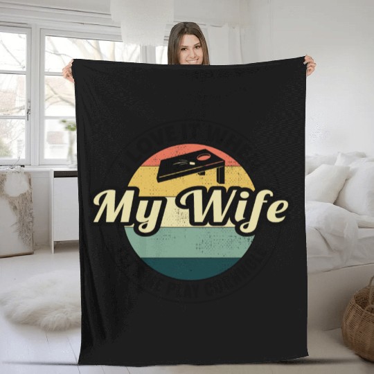 Cornhole Bean Bag Toss Lawn Game Husband Wife Fleece Blankets