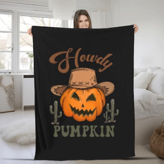 Fun Halloween Designs Howdy Pumpkin Fleece Blankets