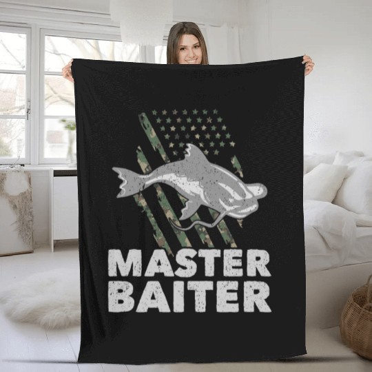 Master Baiter - Wels Catfish Hunter Fleece Blankets
