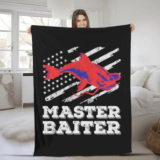 Master Baiter - Wels Catfish Hunter Fleece Blankets