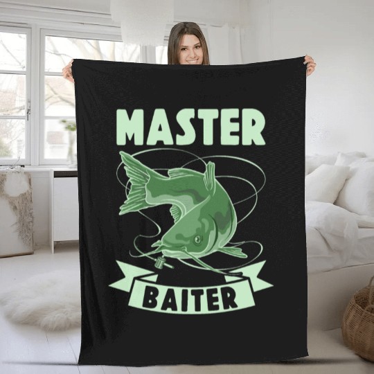Master Baiter - Wels Catfish Hunter Fleece Blankets