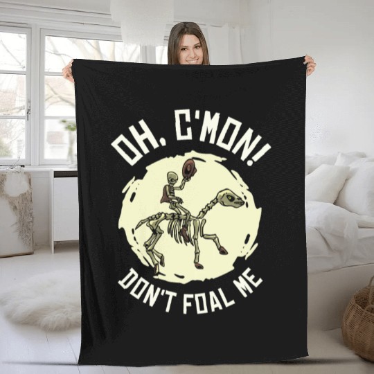Halloween Cowboy Skeleton Foal Horse Riding Fleece Blankets