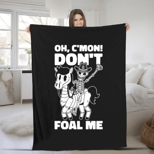 Halloween Cowboy Skeleton Foal Horse Riding Fleece Blankets