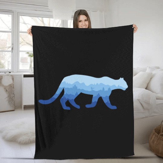 Mountain Lion and Mountain Biker Fleece Blankets