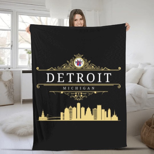 Detroit Michigan Fleece Blankets