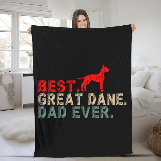 Best Great Dane Dog Dad Ever Vintage Fleece Blankets