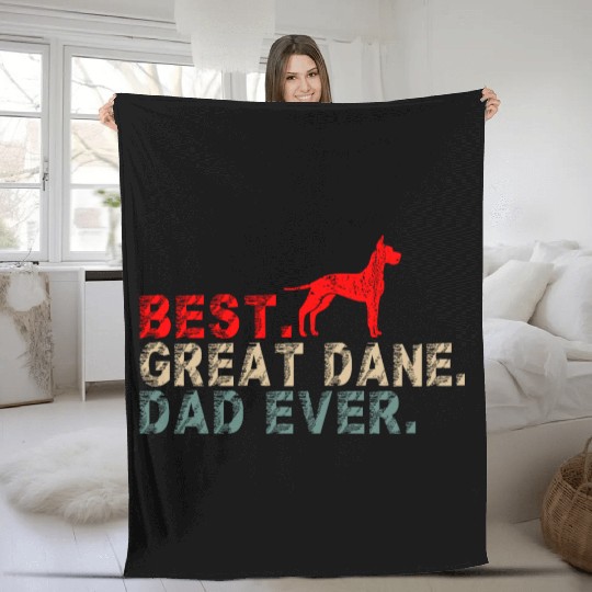 Best Great Dane Dog Dad Ever Vintage Fleece Blankets