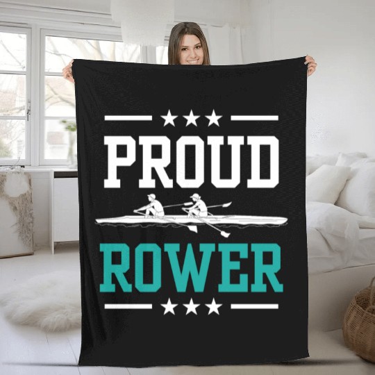 Proud Rower Sports Rowing Row Crew Fleece Blankets