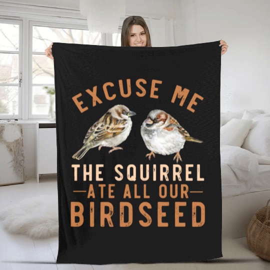 Sparrow Birdfeeder Garden Squirrel Problem Bird Se Fleece Blankets