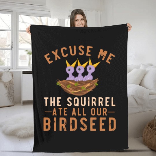 Squirrel Empty Birdfeeder Problem Garden Bird Fleece Blankets
