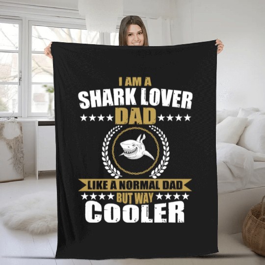 Shark Lover Dad Men Fleece Blankets