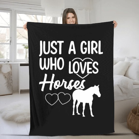 Girl Horse Riding Quote Fleece Blankets
