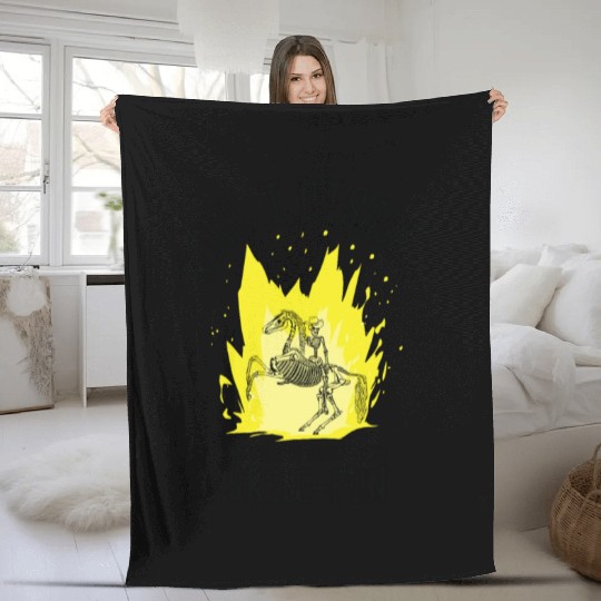 Halloween Cowboy Skeleton Fun Horse Riding Fleece Blankets