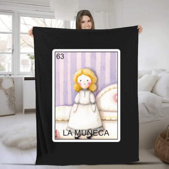 La Muneca The Doll Card Mexican Lottery Muneca Fleece Blankets