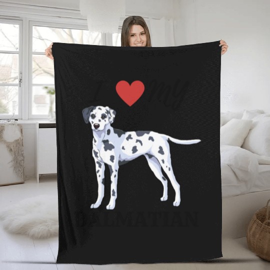 I Love My Dalmatian Fleece Blankets