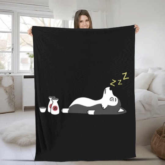 Husky Sake Drunk Fleece Blankets