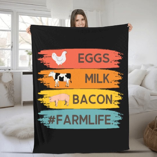 FARMLIFE EGGS MILK BACON 2 Fleece Blankets