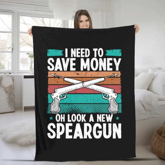 Spearfisher Need Money Freediving Apnoe Diver Fleece Blankets