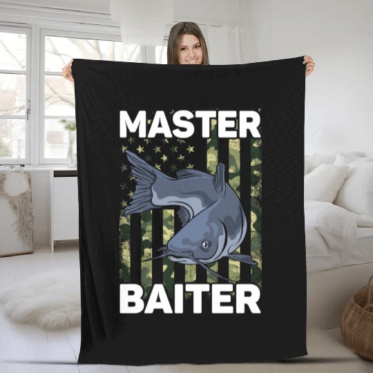 Master Baiter - Wels Catfish Hunter Fleece Blankets