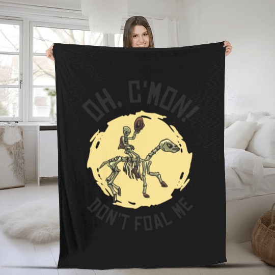 Halloween Cowboy Skeleton Foal Horse Riding Fleece Blankets
