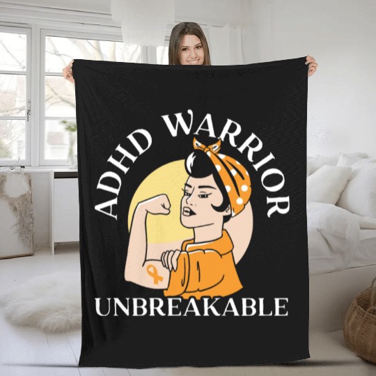 ADHD Warrior Unbreakable Embrace Neurodiversity Fleece Blankets