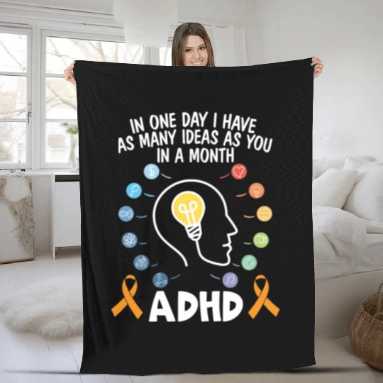 ADHD Warrior Embrace Neurodiversity ADHD Awareness Fleece Blankets