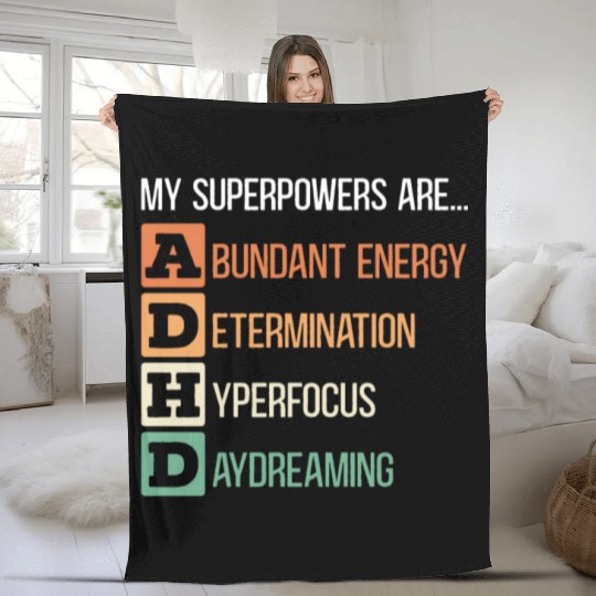 My Superpowers Are ADHD Embrace Neurodiversity Fleece Blankets