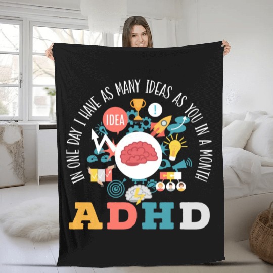 ADHD Warrior Embrace Neurodiversity ADHD Awareness Fleece Blankets