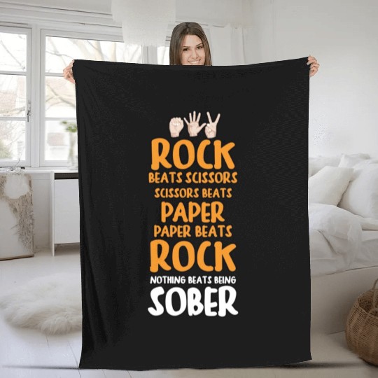Sobriety Gift for Men or Women Rock Paper Scissors Fleece Blankets