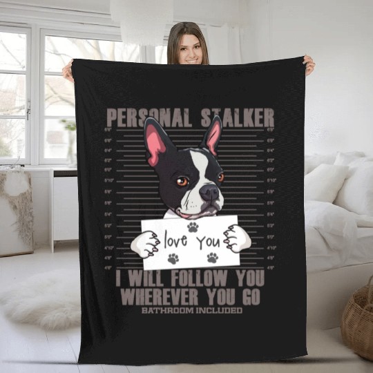 Funny Boston Terrier Dog Lover Cartoon Fleece Blankets