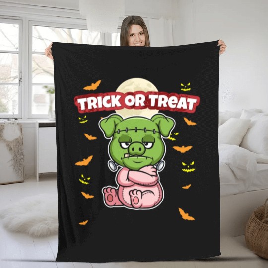 Trick Or Treat Scary Creepy Halloween Monster Fleece Blankets