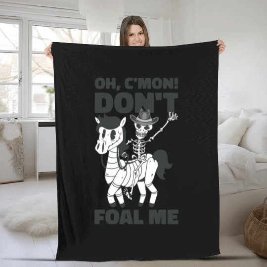 Halloween Cowboy Skeleton Foal Horse Riding Fleece Blankets