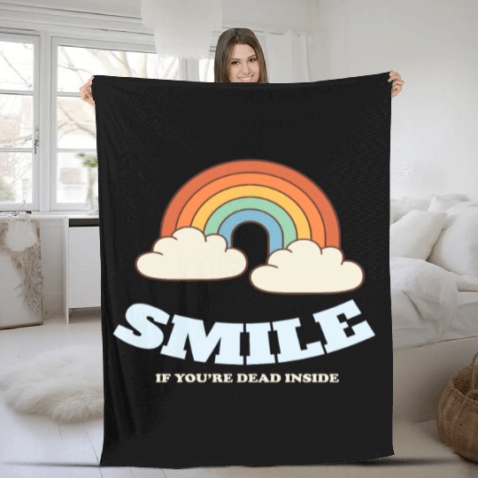 Smile If You are Dead Inside Pessimismus Fleece Blankets