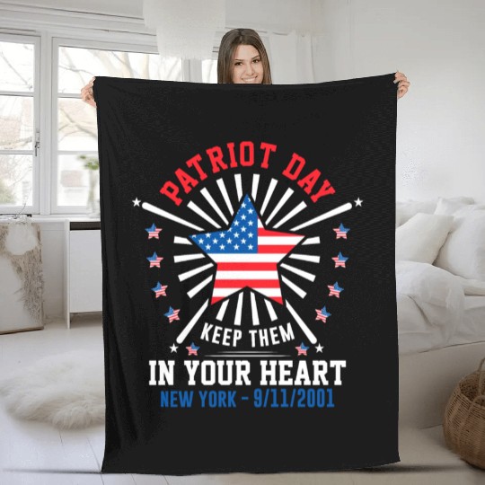 9/11 Patriot Day Keep Them in Your Heart Fleece Blankets