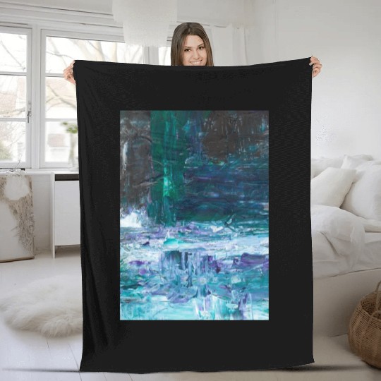 Abstract Grunge Brushstrokes Painting Fleece Blankets