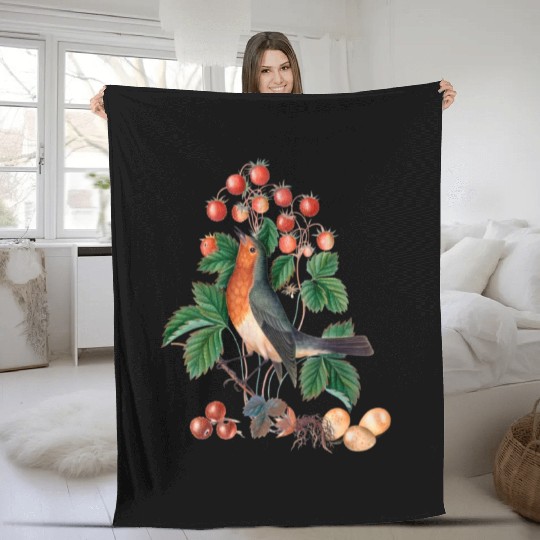 European robin Fleece Blankets