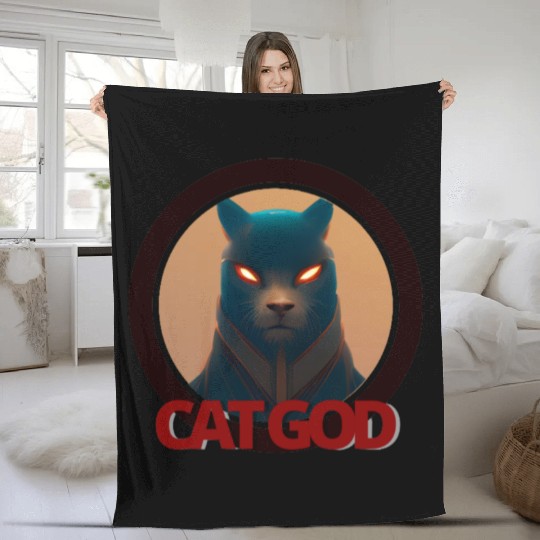 Samurai Cat God Fleece Blankets