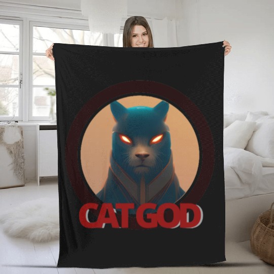 Samurai Cat God Fleece Blankets