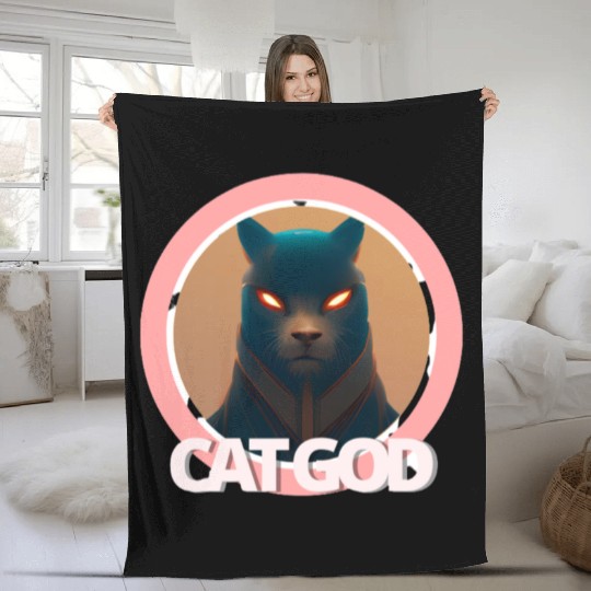 Samurai Cat God Fleece Blankets