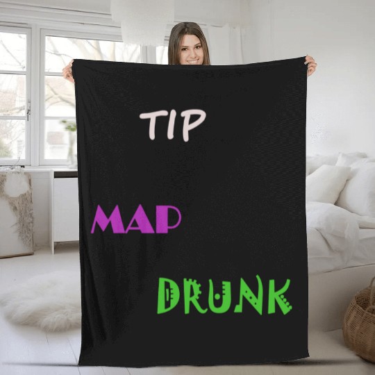 Tip Map Drunk Fleece Blankets