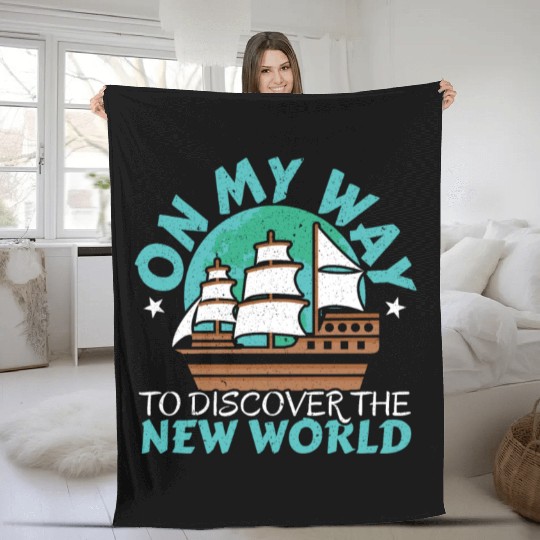 On The Way To Discover The New World Columbus Day Fleece Blankets