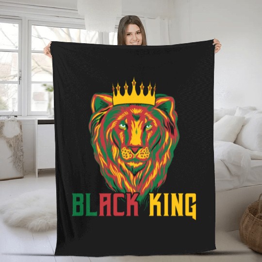 African American Lion Fleece Blankets