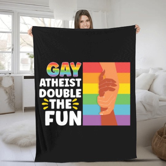 Gay LGBTQ Atheist Atheism Anti Religion Securalism Fleece Blankets