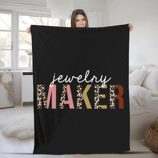 Jewelry Maker Leopard Print Funny Gift Fleece Blankets