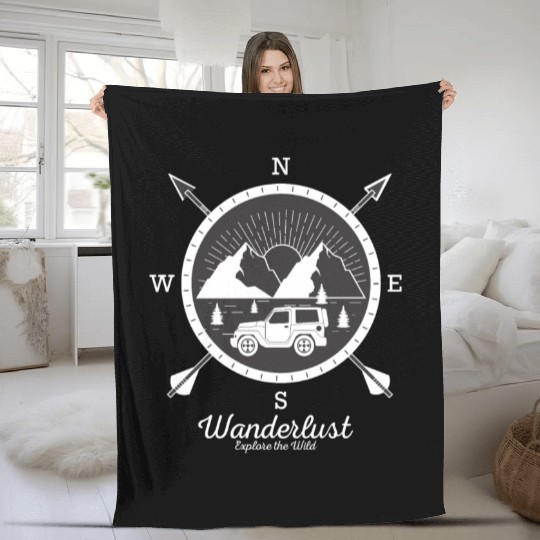 Wanderlust Explore the Wild Compass Fleece Blankets