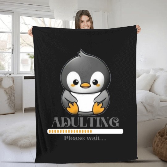 Little penguin adulting Fleece Blankets